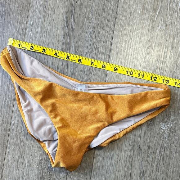 PQ Swim Gold Shimmy Ruched Bikini Bottoms - Picture 7 of 9